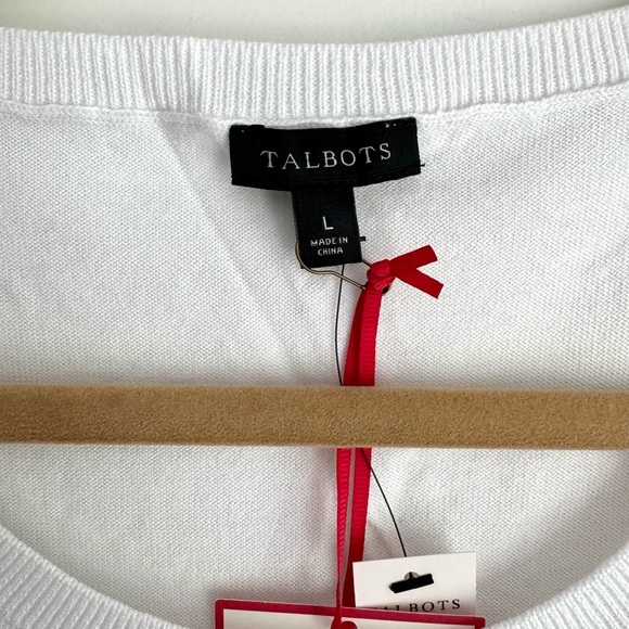 NWT Talbots Classic Knit Tank Top Shell White Sleeveless Cotton Resort Office L - Picture 7 of 8